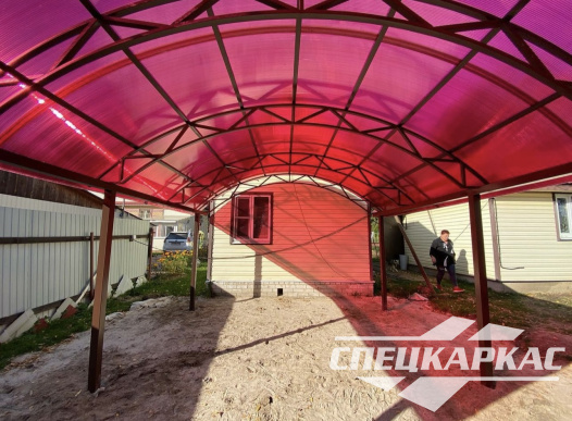 Арочный навес из поликарбоната на две машины №83 - фото 1786