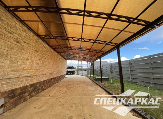 Навес из поликарбоната к дому | Пристенный навес из поликарбоната №2 - фото 980