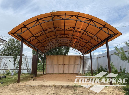Навес из поликарбоната арочного типа для одного автомобиля №18 - фото 1137