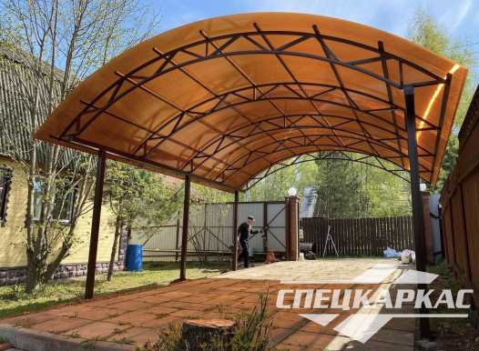 Усиленный навес из поликарбоната для парковки одного автомобиля №29 - фото 1254