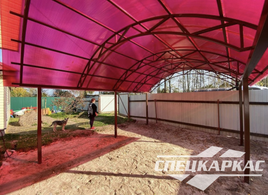 Арочный навес из поликарбоната на две машины №83 - фото 1789