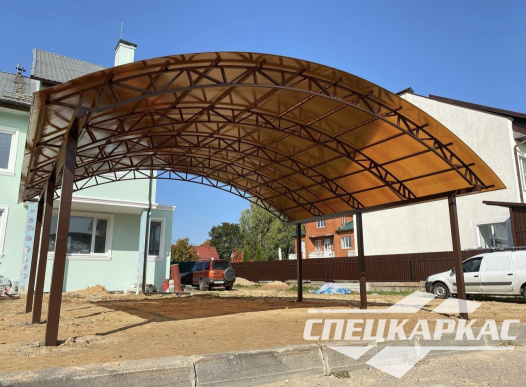 Усиленный навес из поликарбоната для двух автомобилей №88 - фото 1839