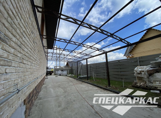 Навес из поликарбоната к дому | Пристенный навес из поликарбоната №2 - фото 973