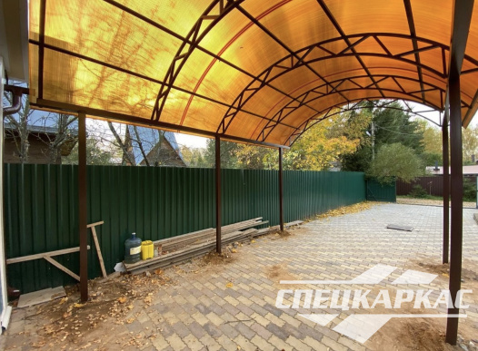 Арочный навес из поликарбоната на две машины №100 - фото 1958