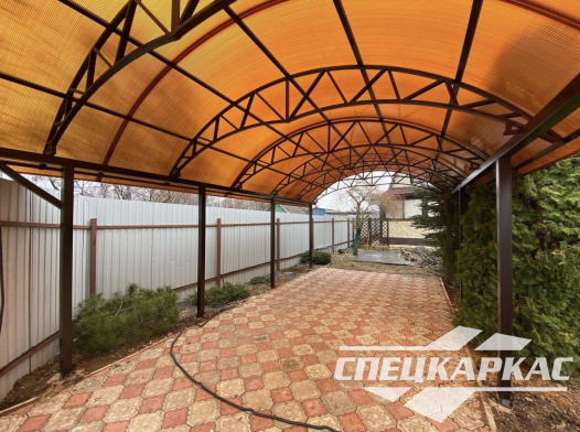 Арочный навес из поликарбоната для парковки двух автомобилей №5 - фото 1019